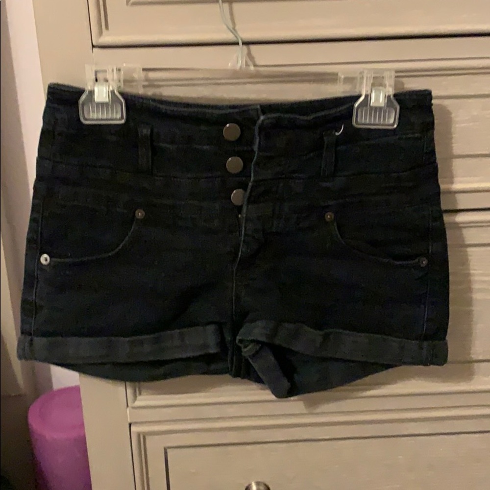 black denim shorts